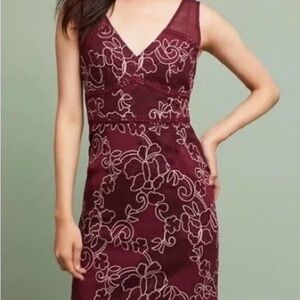 Anthropologie Burgundy Lace Dress